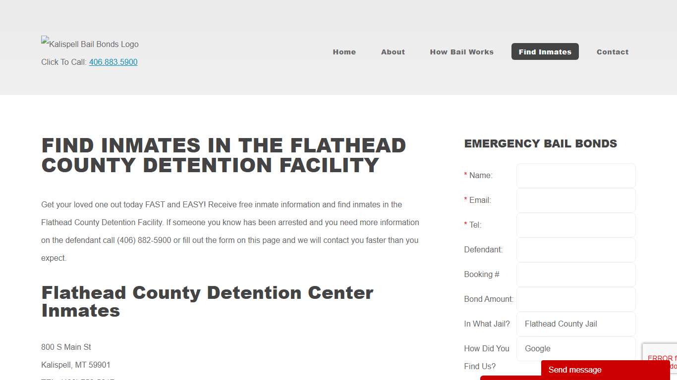 Find Inmates in Kalispell Flathead County Jail